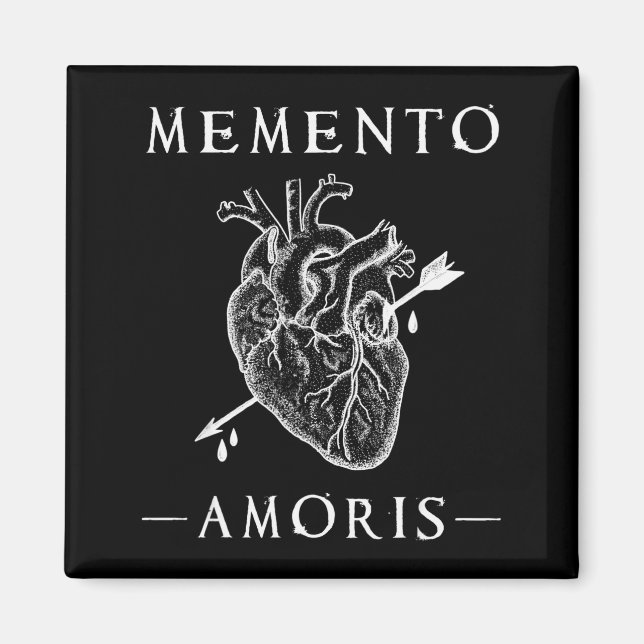 Imán Memento Amoris. Corazón Sangrante y Flecha Gótico (Frente)