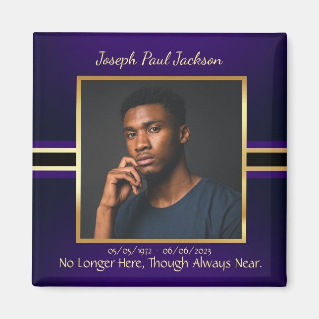 Imán Memorial de la foto de oro morado (Frente)