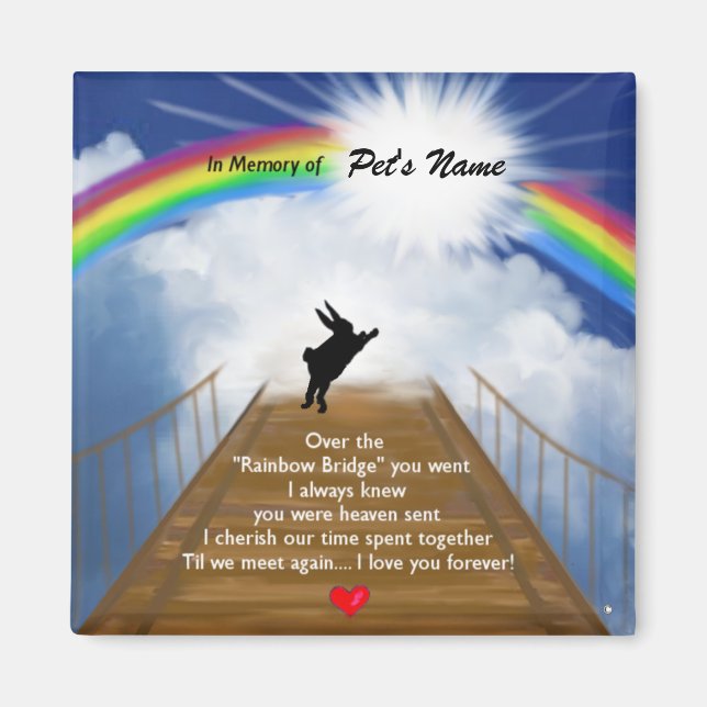 Imán Memorial del puente arcoiris para los conejos (Frente)