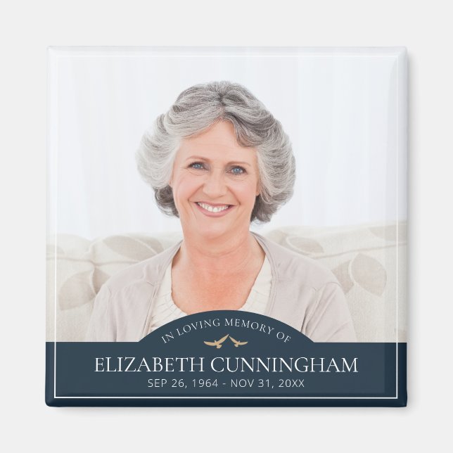 Imán Memorial Funeral Clásica Aves Foto Keepsake (Frente)