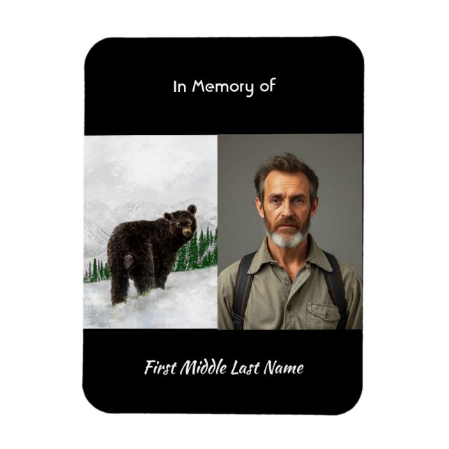 Imán Memorial Keepsake Black Bear Animal (Vertical)