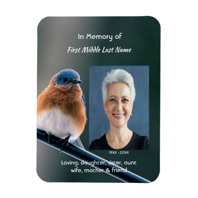 Imán Memorial  Keepsake Bluebird Garden Bird  (Vertical)