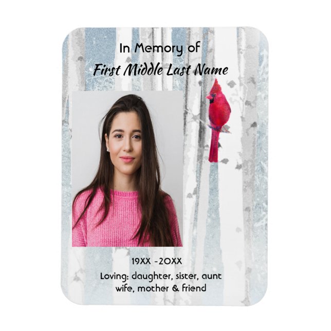 Imán Memorial Keepsake Cardinal Bird (Vertical)