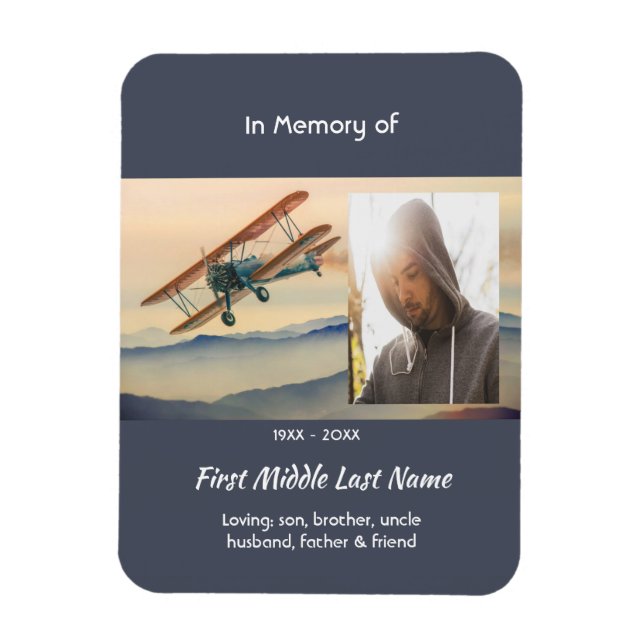 Imán Memorial Keepsake  Clouds Biplane Sky (Vertical)