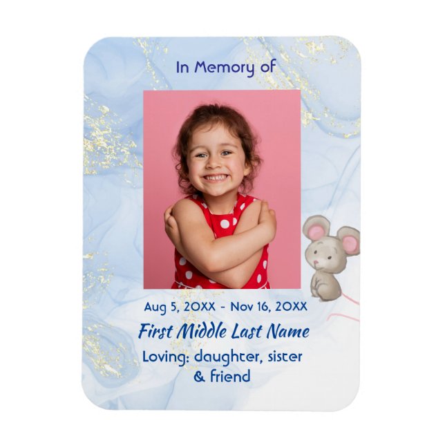 Imán Memorial Keepsake Cute Little Mouse Children   (Vertical)