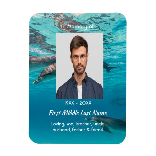 Imán Memorial  Keepsake Dolphins Underwater Ocean (Vertical)