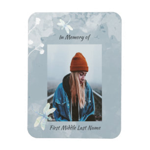 Imán Memorial Keepsake Dragonfly Flor blanca