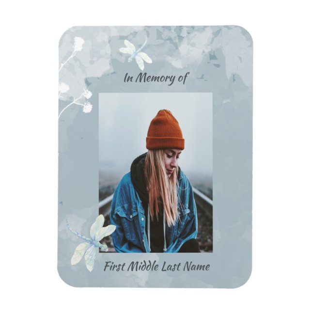 Imán Memorial Keepsake Dragonfly Flor blanca (Vertical)