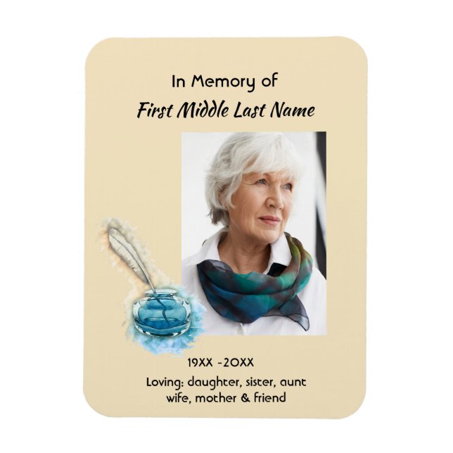 Imán Memorial Keepsake Feather Pen  (Vertical)