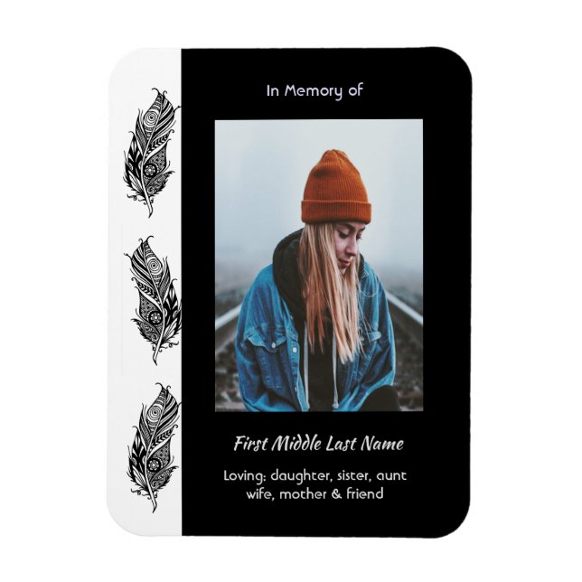 Imán Memorial Keepsake Feather Tribal Boho  (Vertical)