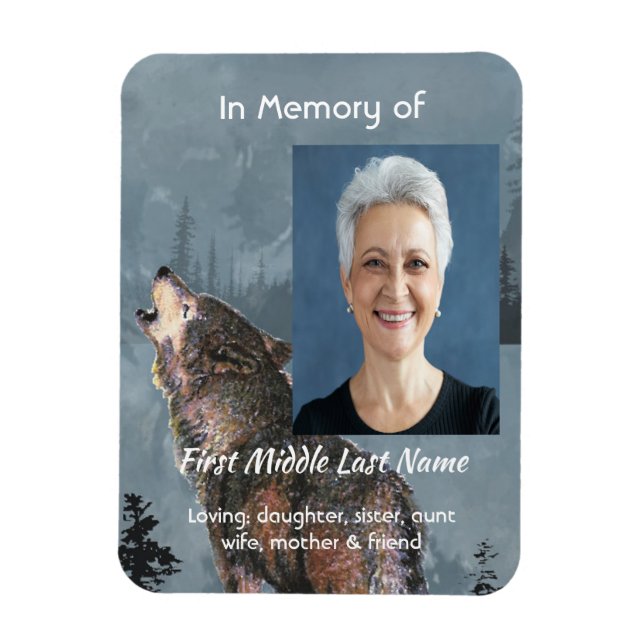 Imán Memorial Keepsake Howling Wolf Art (Vertical)