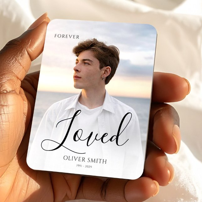 Imán Memorial Keepsake Photo Minimalist Forever Loved (Memorial Keepsake Photo Minimalist Forever Loved Magnet, Loss of Son, Sympathy Gift)