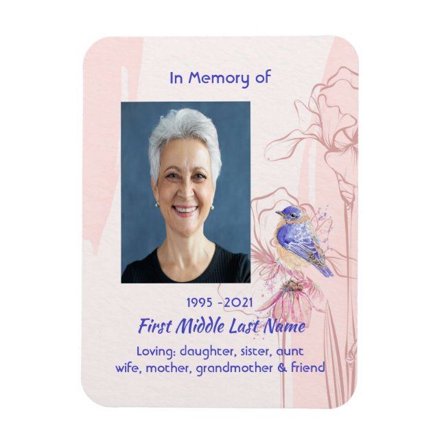 Imán Memorial Keepsake Remembrance Bluebird Garden (Vertical)