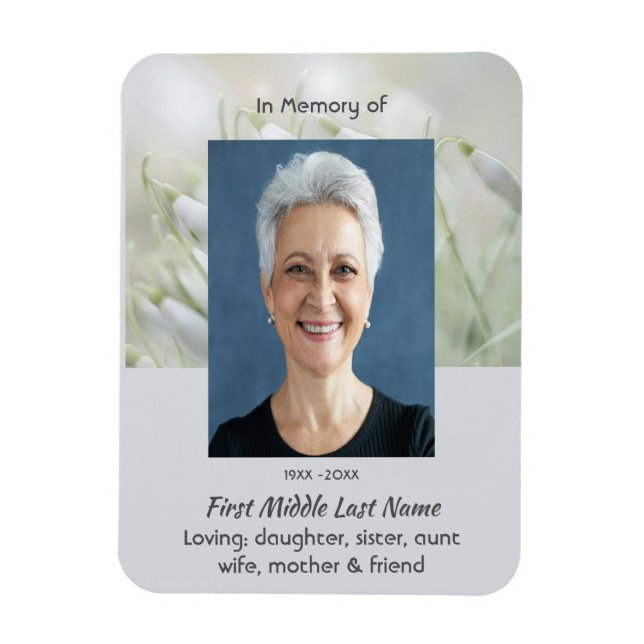 Imán Memorial Keepsake  Snowdrop Flowers (Vertical)