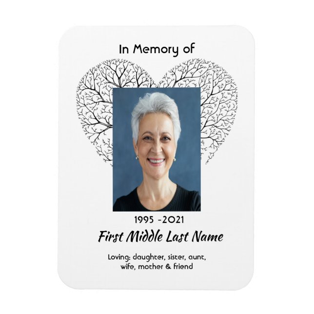 Imán Memorial Keepsake Tree Life Heart Love (Vertical)