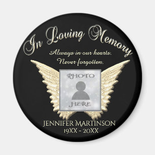 Imán Memorial personalizado   Angel Wings Add Photo