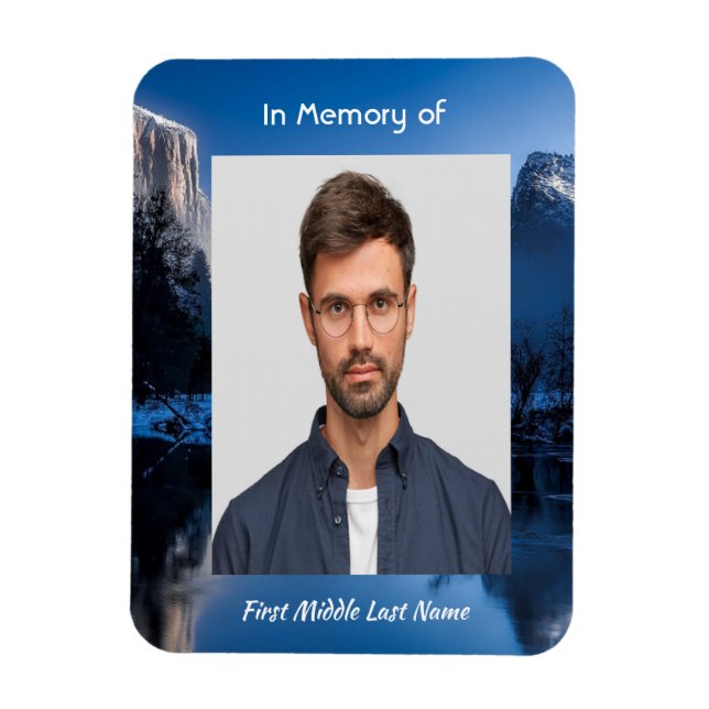 Imán  Memorial Photo Mountain Lake Winter Snow (Vertical)