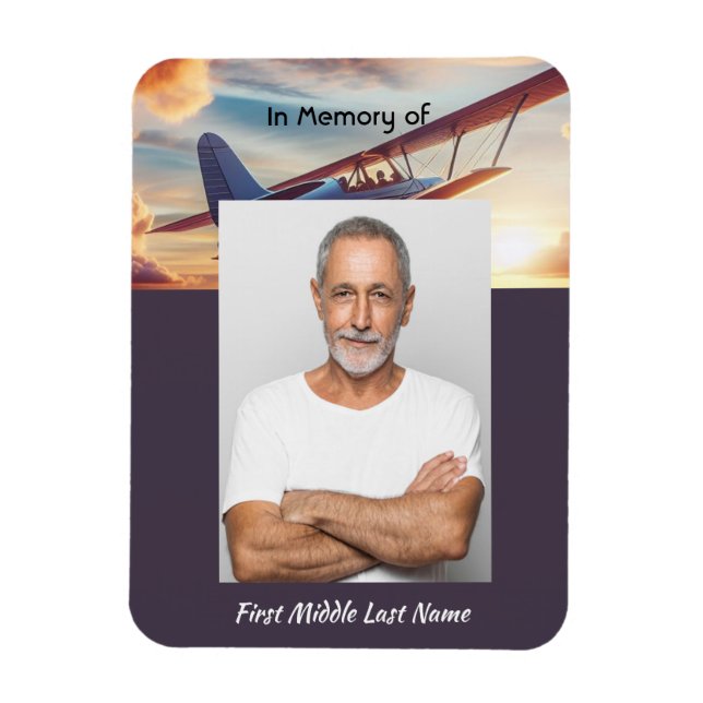 Imán Memorial Photo Pilot Airplane Flying Sunset (Vertical)