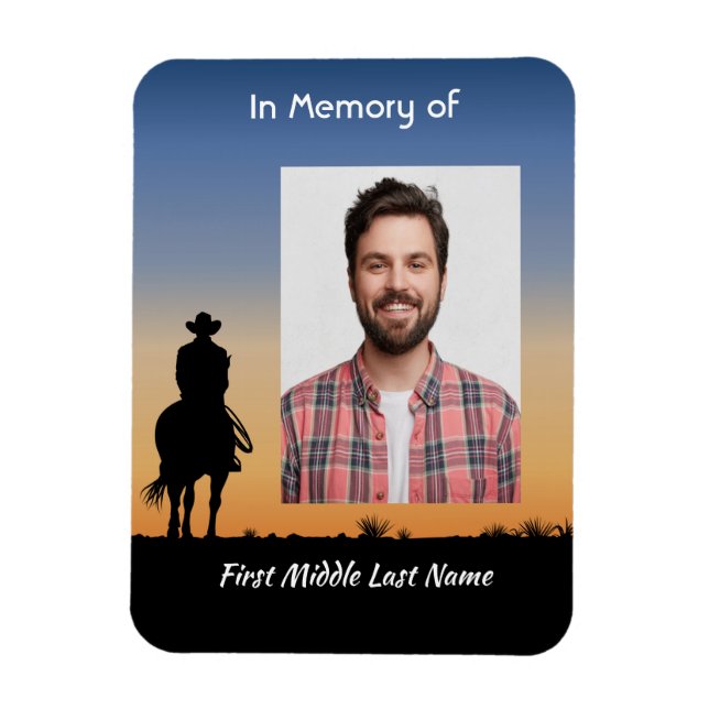 Imán Memorial Photo Western Horse Back Riding (Vertical)