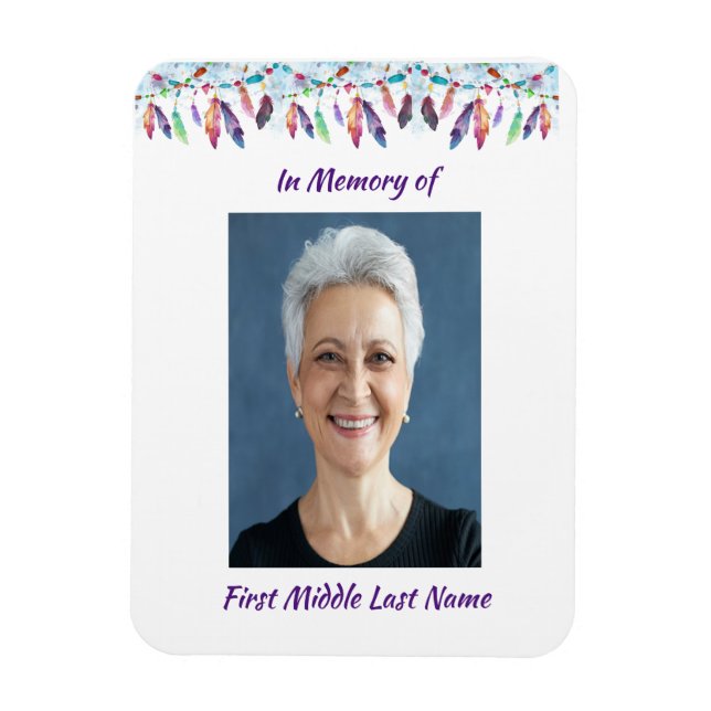 Imán Memory Keepsake  Feathers Boho Tribal Native (Vertical)