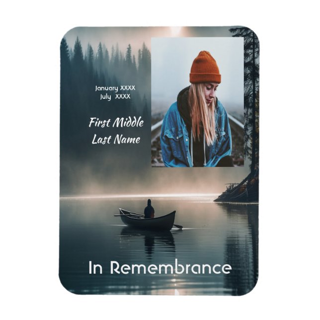 Imán Memory Remembrance Keepsake Wilderness Lake Canoe (Vertical)