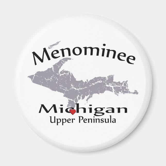 Imán Menominee Michigan Heart Map Design Magnet (Frente)