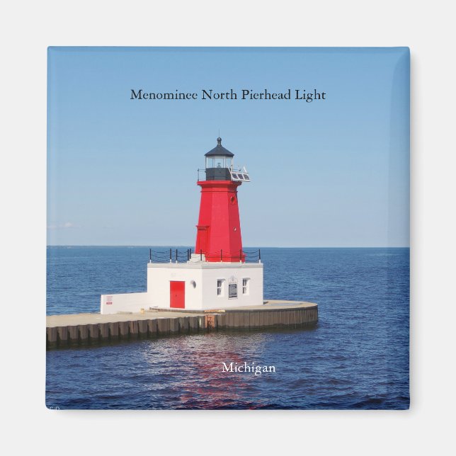 Imán Menominee North Pierhead Light Magnet (Frente)