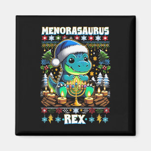 Imán Menorasaurus Rex Dino Trex Navidades feos Sweater