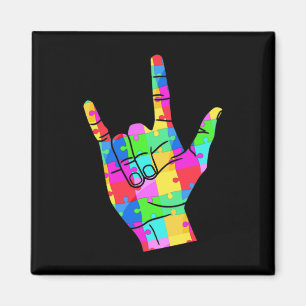 Imán Mens Autism Awareness Rótulo Language Gifts ASL Lo