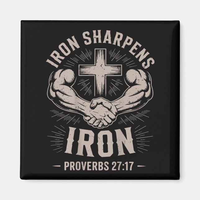 Imán Men's Christian Workout Iron Sharpens Iron Proverb (Frente)