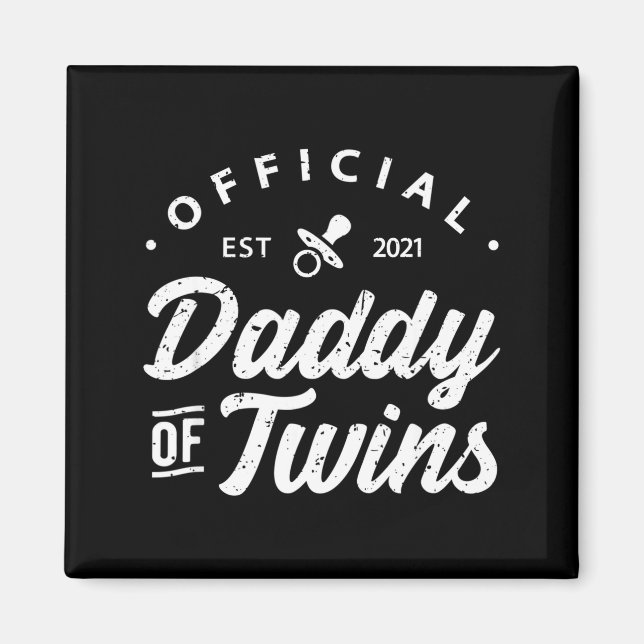 Imán Mens Daddy Of Twins Shirt Funny New Dad To Be Expe (Frente)