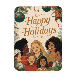 Imán Mensaje Navideño Vintage Familia Año Nuevo