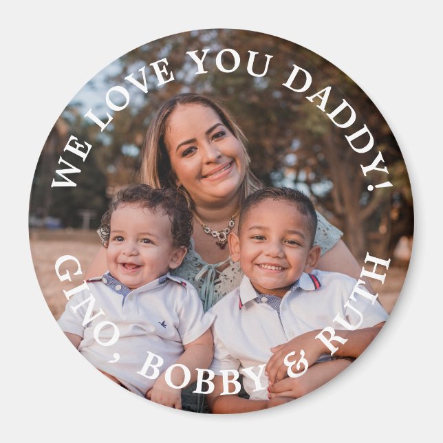 Imán Mensaje simple con arcos de texto y foto (Frente)