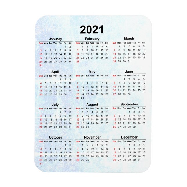 Imán Mensual 2021 Calendario Magnet Texturizado (Vertical)