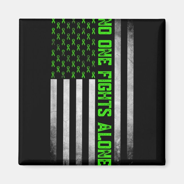 Imán Mental Health Awareness Green Ribbon American Flag (Frente)