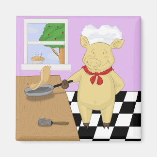 Imán Mentalla de Chef de Cerdo Fliping Pancake