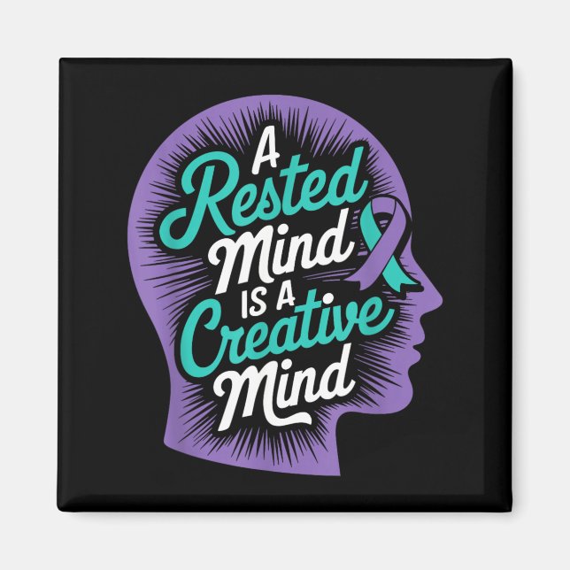 Imán Mente descansada Mente creativa Salud mental Suici (Frente)