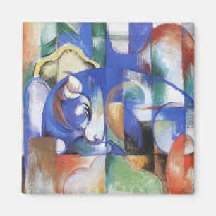 Imán Mentiroso toro de Franz Marc, arte de cubismo vint