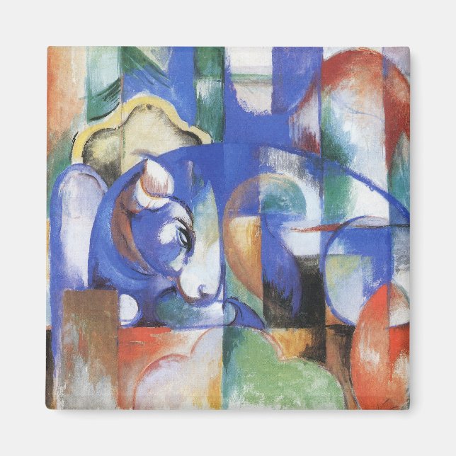 Imán Mentiroso toro de Franz Marc, arte de cubismo vint (Frente)