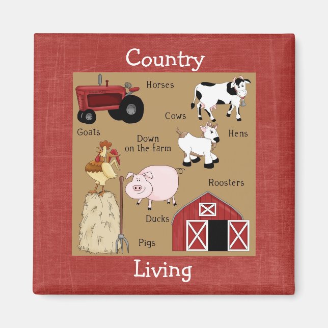 Imán Mentón de animales de granja de colección de cocin (Frente)