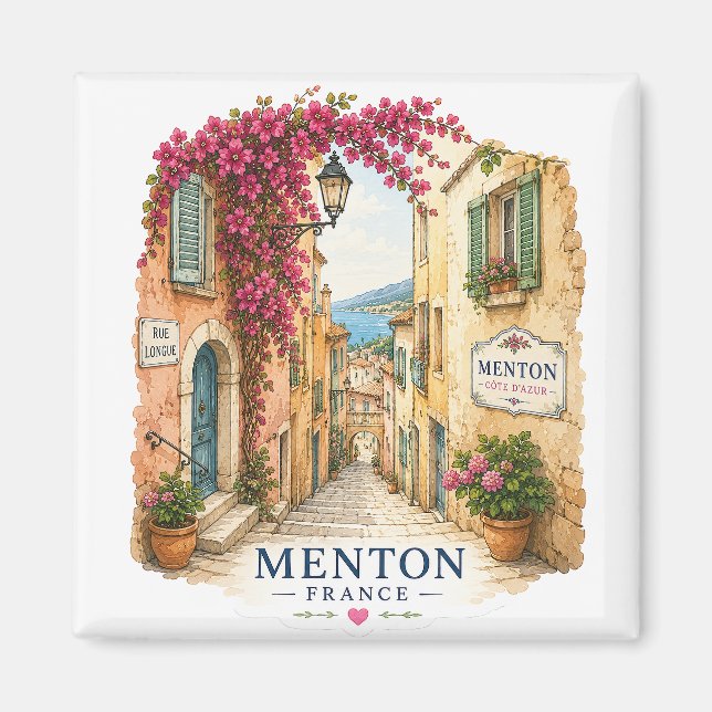 Imán Menton French Riviera Magnet - Charming Old Town  (Frente)