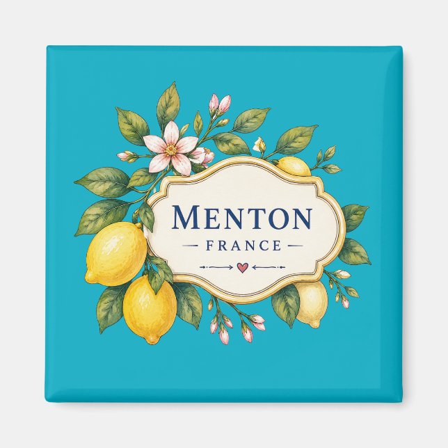 Imán Menton French Riviera Magnet - turquoise Lemon (Frente)