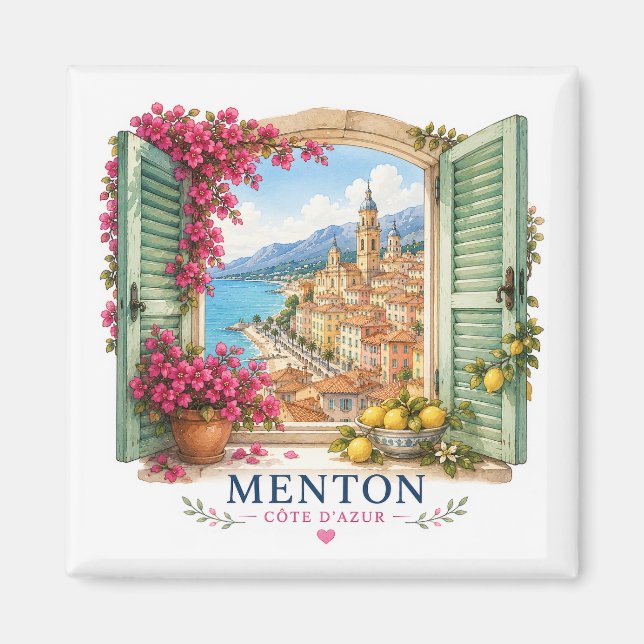 Imán Menton French Riviera Magnet - View Through Window (Frente)