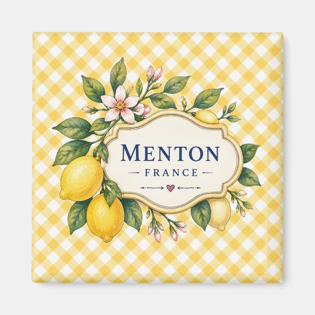 Imán Menton French Riviera Magnet - Yellow Lemon (Frente)