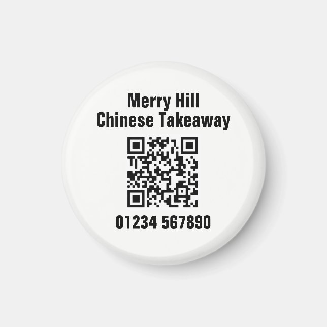 Imán Menú en línea para el restaurante, código QR (Frente)