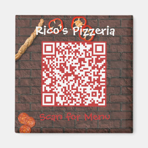 Imán Menú personalizado Pizzeria Código QR