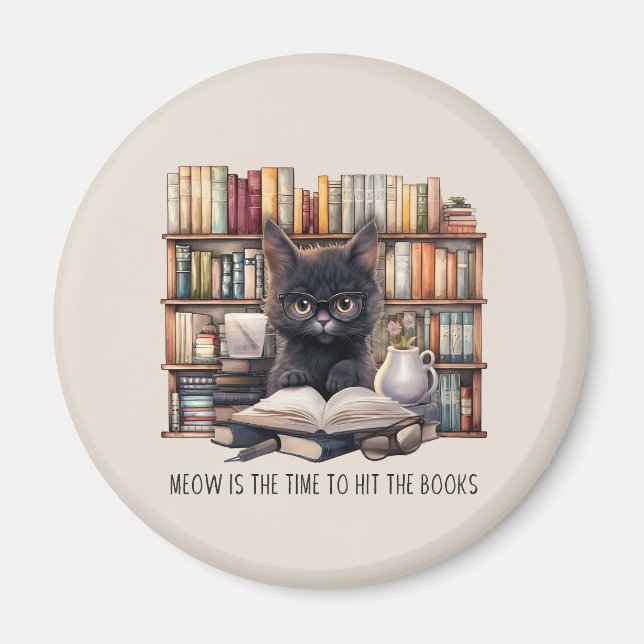 Imán Meow Es El Momento De Golpear Los Libros (Frente)