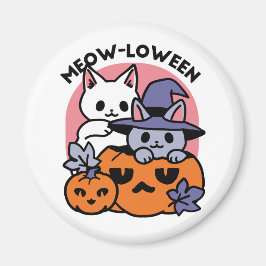 Imán Meow-Loween - Diseño de felinos Halloween