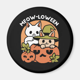 Imán Meow-Loween - Diseño festivo de gatos de Halloween