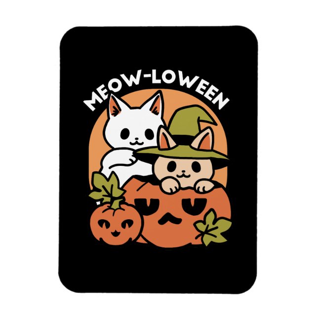 Imán Meow-Loween - Diseño festivo de gatos de Halloween (Vertical)